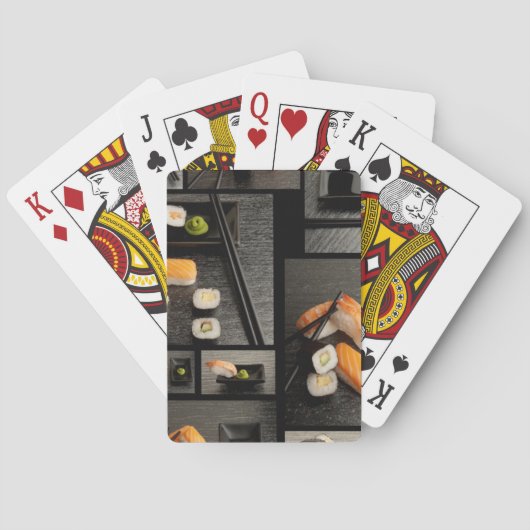 Jeu De Cartes Collection de sushi sur l'arrière - plan noir (dos)