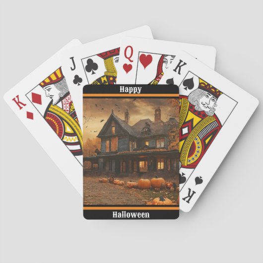 Jeu De Cartes Collection Halloween Citrouille Maison éffrayante (dos)