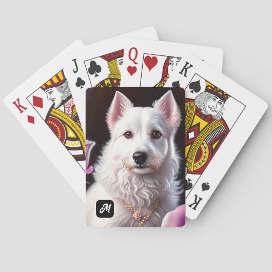 Jeu De Cartes Collection rose Et Chien Blanc (dos)