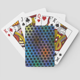 Jeu De Cartes Coloré porté avec des pois noirs.