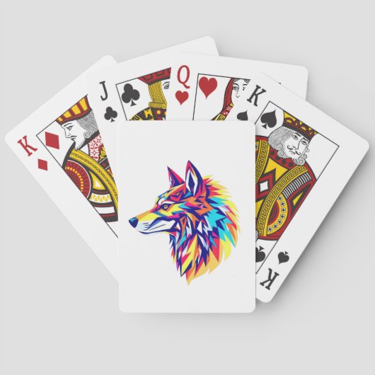Jeu De Cartes Colorful Geometric Wolf Classic Playing Cards (dos)