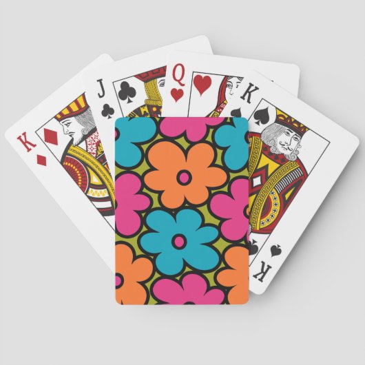 Jeu De Cartes Colorful Retro Floral Pattern (dos)