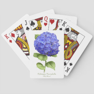 Jeu De Cartes Conception d'art botanique de fleur d'hortensia bl