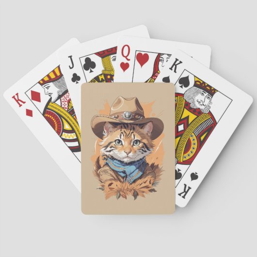 Jeu De Cartes Conception de chaton cowboy vintage (dos)