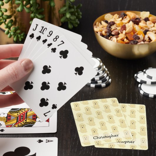 Jeu De Cartes Conception de Goldendoodle jaune sur fond de coule (In Situ)