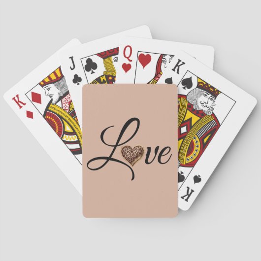 Jeu De Cartes Conception de l'amour du cœur léopard Glam (dos)