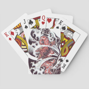 Jeu De Cartes Conception de tatouage de carpe rouge