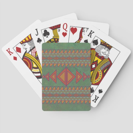Jeu De Cartes Conception géométrique verte Sagebrush Sud-Ouest (dos)
