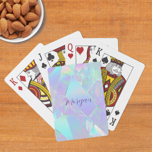 Jeu De Cartes Conception iridescente sarcelle et violette, nom e
