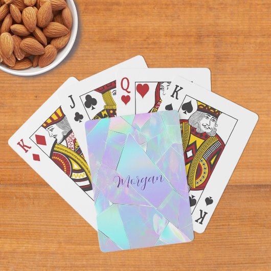 Jeu De Cartes Conception iridescente sarcelle et violette, nom e