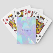 Jeu De Cartes Conception iridescente sarcelle et violette, nom e (dos)