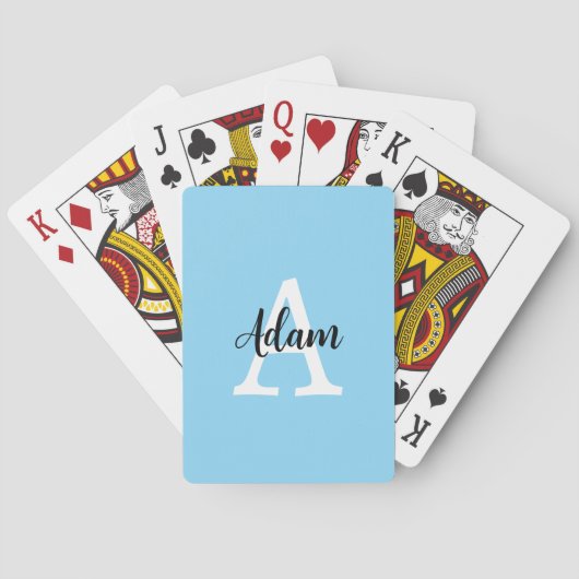 Jeu De Cartes Conception personnalisée de nom de monogramme bleu (dos)