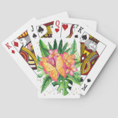 Jeu De Cartes Conception tropicale avec papillon et fleurs (dos)