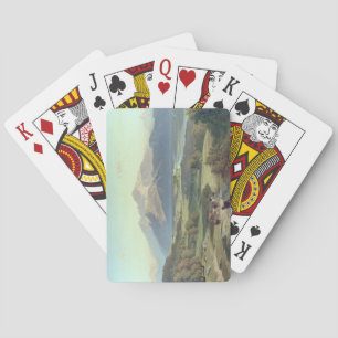 Jeu De Cartes Conduisant des bestiaux à cheval dans une montagne