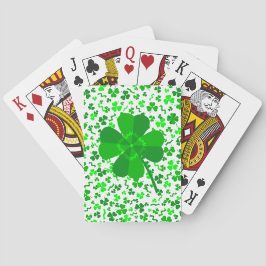 Jeu De Cartes Confettis motif trèfles chanceux de la Saint-Patri (dos)