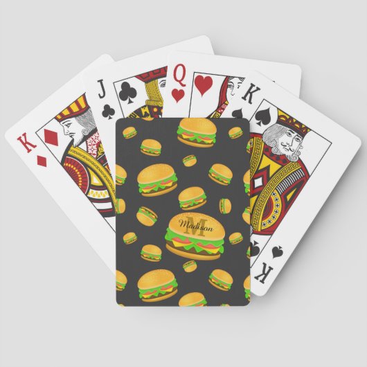 Jeu De Cartes Cool et amusant yummy burger motif Monogramme (dos)