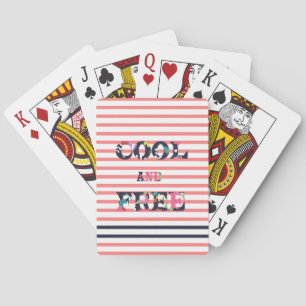 Jeu De Cartes "Cool et libre" citation rayures florales motif