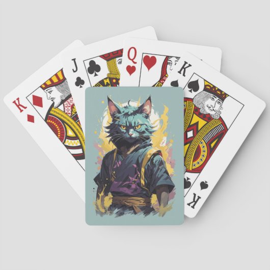 Jeu De Cartes Cool Feu Splash Gris Ninja Chat Guerrier (dos)