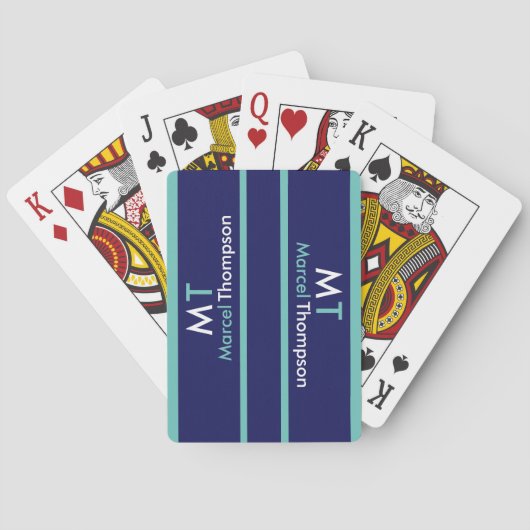 Jeu De Cartes Cool Moderne Bleu Élégant (dos)