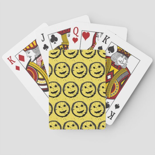 Jeu De Cartes Cool Sardé Joyeux visage souriant motif jaune (dos)