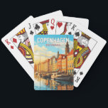 Jeu De Cartes Copenhague Danemark Travel Art Vintage<br><div class="desc">Design de transport vectoriel rétro de Copenhague. Copenhague,  capitale du Danemark,  se trouve sur les îles côtières de Seeland et Amager. Il est relié à Malmo dans le sud de la Suède par le pont Öresund.</div>