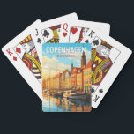 Jeu De Cartes Copenhague Danemark Travel Art Vintage<br><div class="desc">Design de transport vectoriel rétro de Copenhague. Copenhague,  capitale du Danemark,  se trouve sur les îles côtières de Seeland et Amager. Il est relié à Malmo dans le sud de la Suède par le pont Öresund.</div>