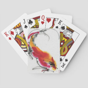 Jeu De Cartes Coq inhabituel. Calligraphie et aquarelle.