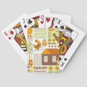 Jeu De Cartes Coq, poules, dessin géométrique floral. (dos)