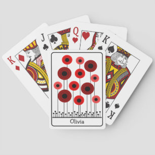 Jeu De Cartes Coquelicots rouges abstraits Personnalisés