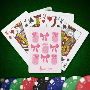 Jeu De Cartes Coquette rose chaud Pickle Jar et Bow Personnalisé