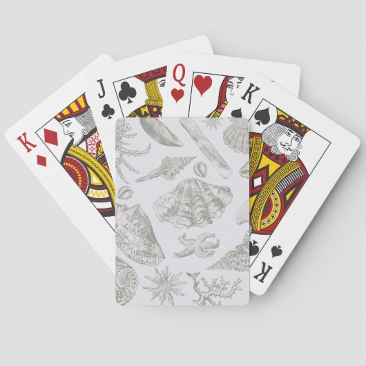 Jeu De Cartes Coquillage gris sauge doux croquis Antique Nature (dos)