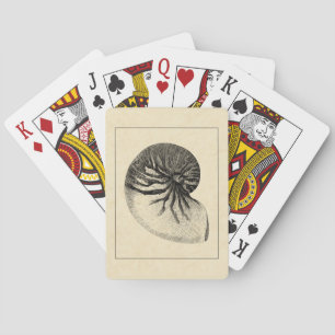 Jeu De Cartes Coquille de Conch Noir et Blanc Vintage
