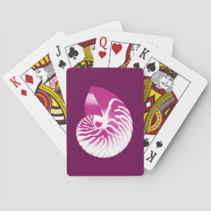 Jeu De Cartes Coquille de Nautilus - aubergine violet et blanc