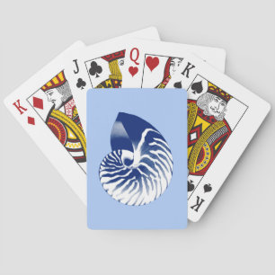 Jeu De Cartes Coquille de Nautilus - marine, blanc & bleu clair