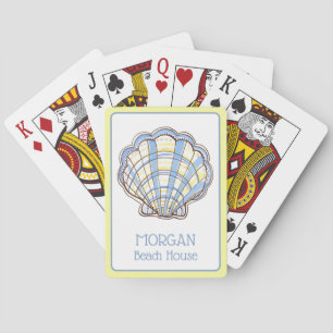 Jeu De Cartes Coquille Saint-Jacques à carreaux bleus et jaunes 