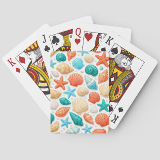 JEU DE CARTES COQUILLES TROPICALES TURQUOISE CORAIL JAUNE