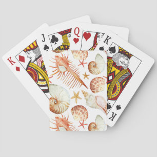 Jeu De Cartes Corail Avec Coques Et Crabes Motif