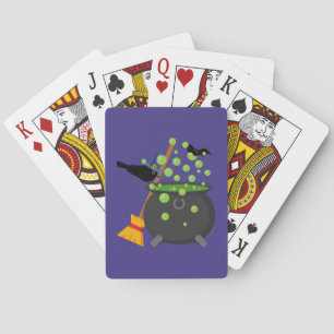 Jeu De Cartes Corbeau de jolie sorcière regardant dans un chaudr