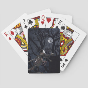 Jeu De Cartes Corbeau et squelette de rat au clair de lune