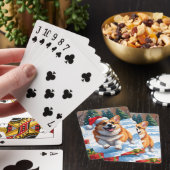 Jeu De Cartes Corgi coule en neige avec Casquette de Noël (In Situ)