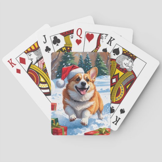 Jeu De Cartes Corgi coule en neige avec Casquette de Noël (dos)
