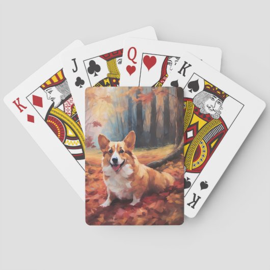 Jeu De Cartes Corgi dans les feuilles d'automne automne automne  (dos)