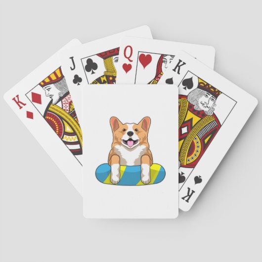 Jeu De Cartes Corgi gallois à la nage avec planche (dos)
