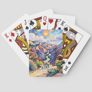 Jeu De Cartes Coucher de soleil coloré dans le canyon du parc na