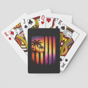 Jeu De Cartes Coucher de soleil d'été américain vintage 4 juille