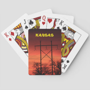 Jeu De Cartes Coucher de soleil du Kansas avec Power Lines Carte