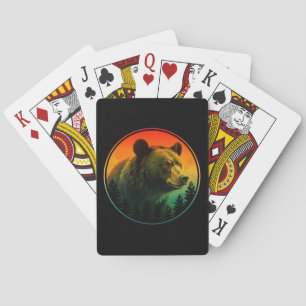 Jeu De Cartes Coucher de soleil ours nature animal faune