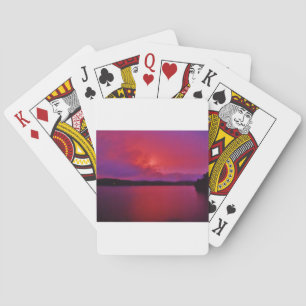 Jeu De Cartes Coucher de soleil rose vif sur le lac Arrowhead