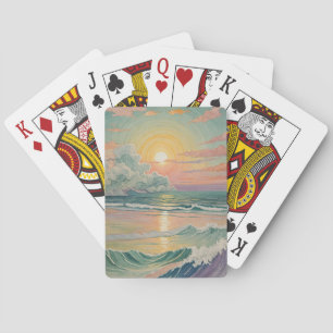 Jeu De Cartes Coucher de soleil serein sur les vagues