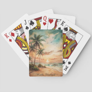 Jeu De Cartes Coucher de soleil sur la plage tropicale de Krabi